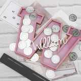 Letter Bank Wooden Coin Money Saving Box Desktop Ornament