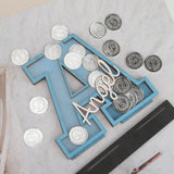 Letter Bank Wooden Coin Money Saving Box Desktop Ornament