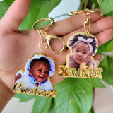 Personalized Baby Boys Girls Keychain Name Commemorate Dad Gift Keyring