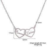 Enamel Double Heart Necklace Stainless Steel Love Forever