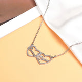 Enamel Double Heart Necklace Stainless Steel Love Forever