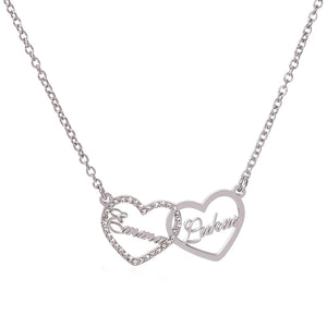 Enamel Double Heart Necklace Stainless Steel Love Forever