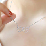 Enamel Double Heart Necklace Stainless Steel Love Forever