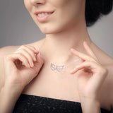 Enamel Double Heart Necklace Stainless Steel Love Forever