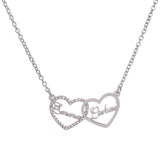 Enamel Double Heart Necklace Stainless Steel Love Forever