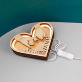 Heart-Shaped Wooden Night Light Table Lamp Romantic Love Decor