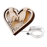 Heart-Shaped Wooden Night Light Table Lamp Romantic Love Decor