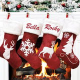 Personalized Christmas Stockings with Snowman and Deer Design