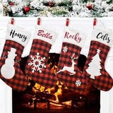 Red Xmas Stocking Kids Candy Bag Elk Hanging Ornaments Christmas Decor