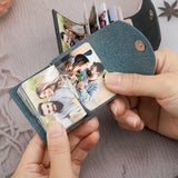 Customizable Mini Photo Album Keychain with Sequin Business Card Holder