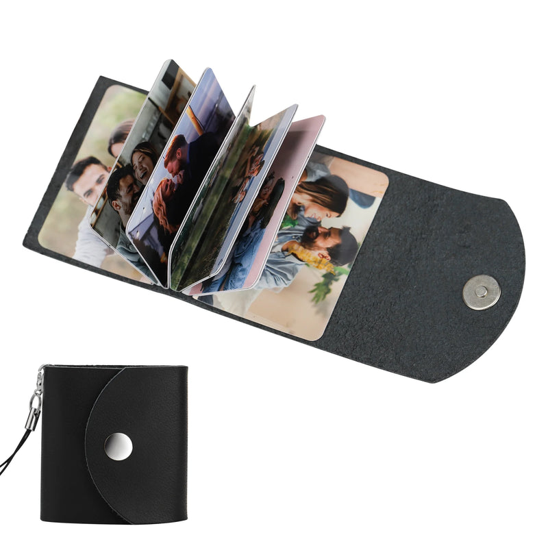Customizable Mini Photo Album Keychain with Sequin Business Card Holder