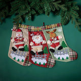 Cute Christmas Socks Snowman Deer Pocket Pendant Sack Gift Kids Candy Bag