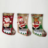 Cute Christmas Socks Snowman Deer Pocket Pendant Sack Gift Kids Candy Bag