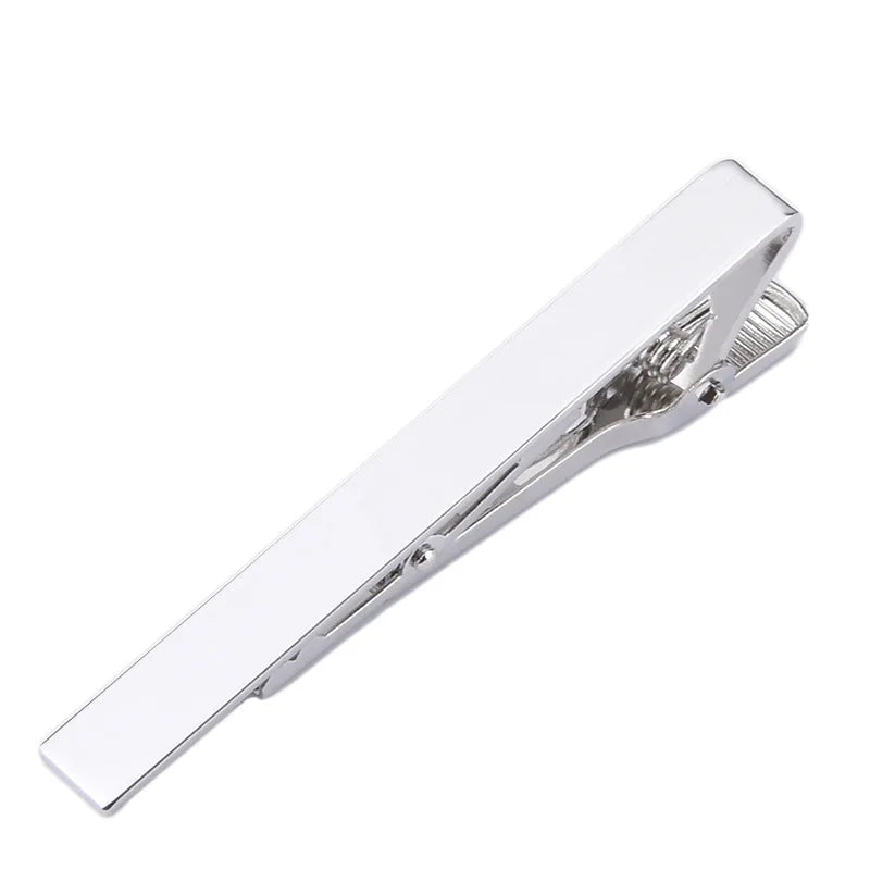 Customizable Tie Clip Logo Name Pattern Silver Steel Necktie