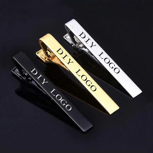 Customizable Tie Clip Logo Name Pattern Silver Steel Necktie