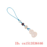 Natural Agate Chalcedony DIY Gourd Key Ring Hand-Carved
