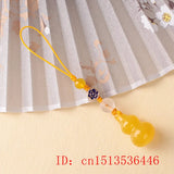 Natural Agate Chalcedony DIY Gourd Key Ring Hand-Carved
