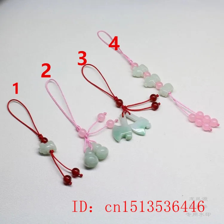 Custom Natural Emerald Pig Gourd DIY Phone Chain Key Ring