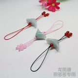 Custom Natural Emerald Chinese Yuanbao DIY Phone Chain Key Ring