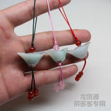 Custom Natural Emerald Chinese Yuanbao DIY Phone Chain Key Ring