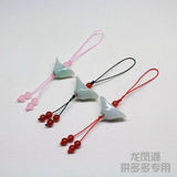 Custom Natural Emerald Chinese Yuanbao DIY Phone Chain Key Ring