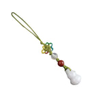 Natural Emerald Chinese Gourd DIY Phone Chain Key Ring
