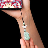 Custom Natural Emerald Pixiu Phone Chain Key Ring
