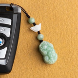 Custom Natural Emerald Pixiu Phone Chain Key Ring