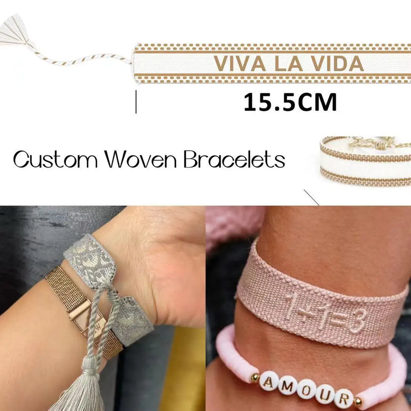 Tassel Woven Bracelets Stackable Wrap Fabric Bracelets