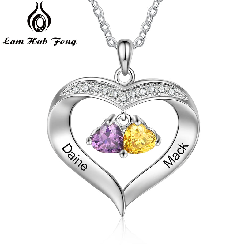 Personalized Mom & Grandma Heart Pendant Necklaces