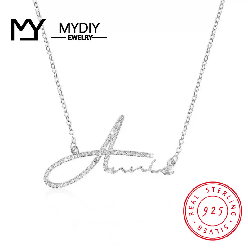 Sterling Silver Dangle Name Necklace with Full Zircon