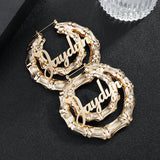 Custom Bamboo Name Earrings Stainless Steel Sexy Jewelry Women Gift