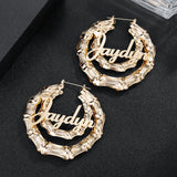 Custom Bamboo Name Earrings Stainless Steel Sexy Jewelry Women Gift