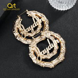 Custom Bamboo Name Earrings Stainless Steel Sexy Jewelry Women Gift