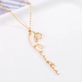 Personalized Birth Flower Name Necklace - 925 Sterling Silver