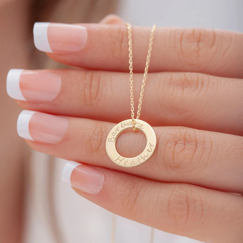 Personalized Circle Ring Name Necklace for Women