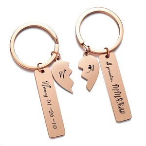 Custom Heart Keychain Set for Couples