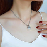 Engrave Padlock Letter Necklace Stainless Steel Initial A-Z Lock Pendant