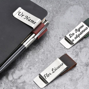 Personalized Metal Leather Pen Holder with Brass Stainless Steel Clip