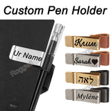 Personalized Metal Leather Pen Holder with Brass Stainless Steel Clip