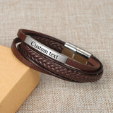 Personalized EngraveName Leather Bracelet for Men Husband