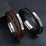 Personalized EngraveName Leather Bracelet for Men Husband