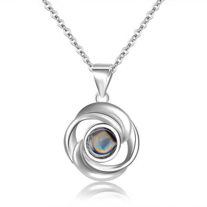 Custom Floral Projection Necklace with Your Personalized Photo and Name