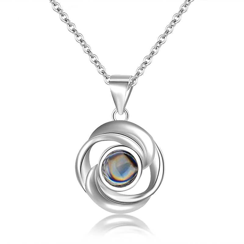 Custom Floral Projection Necklace with Your Personalized Photo and Name