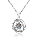 Custom Floral Projection Necklace with Your Personalized Photo and Name