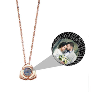Custom Floral Projection Necklace with Your Personalized Photo and Name