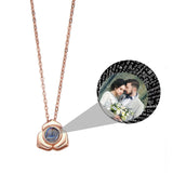 Custom Floral Projection Necklace with Your Personalized Photo and Name