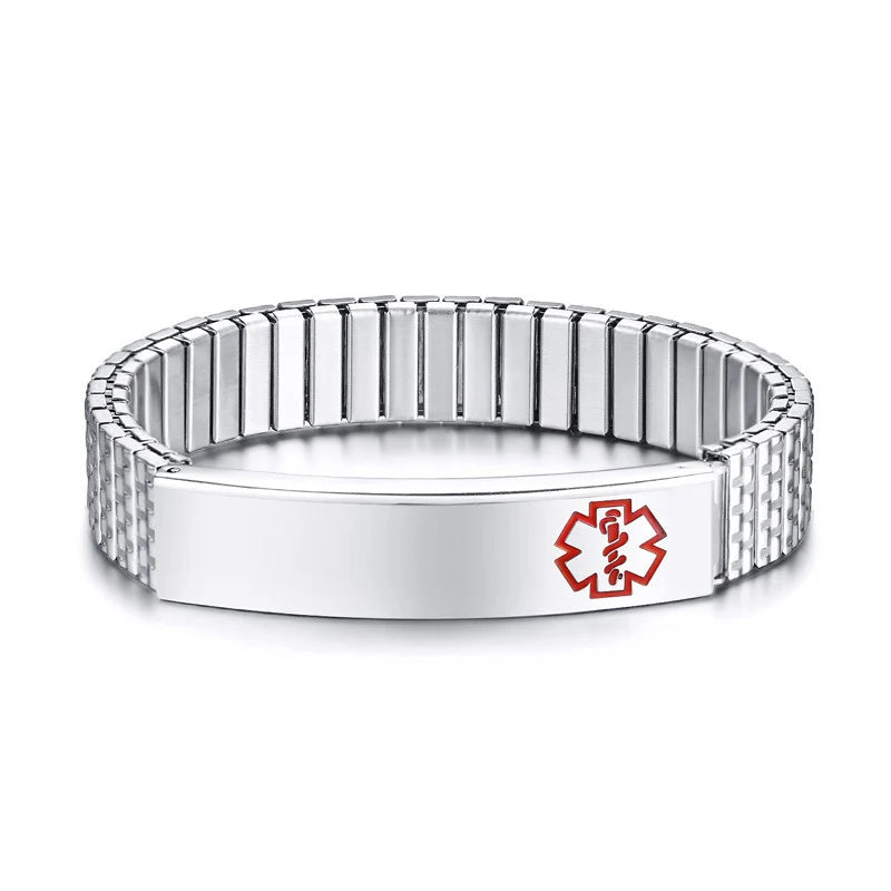Customized Stainless Steel Red Medical ID Bracelet