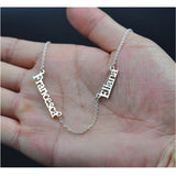 925 Silver Personalized Initial Necklace with Two Names Pendants