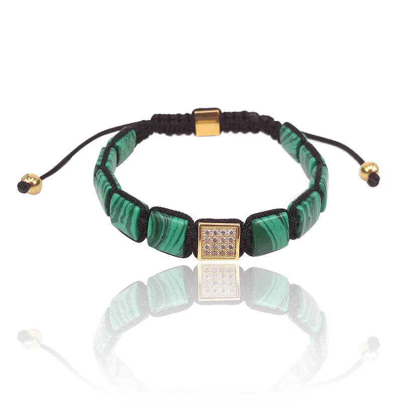 Green Malachite Square Bracelets for Men & Women